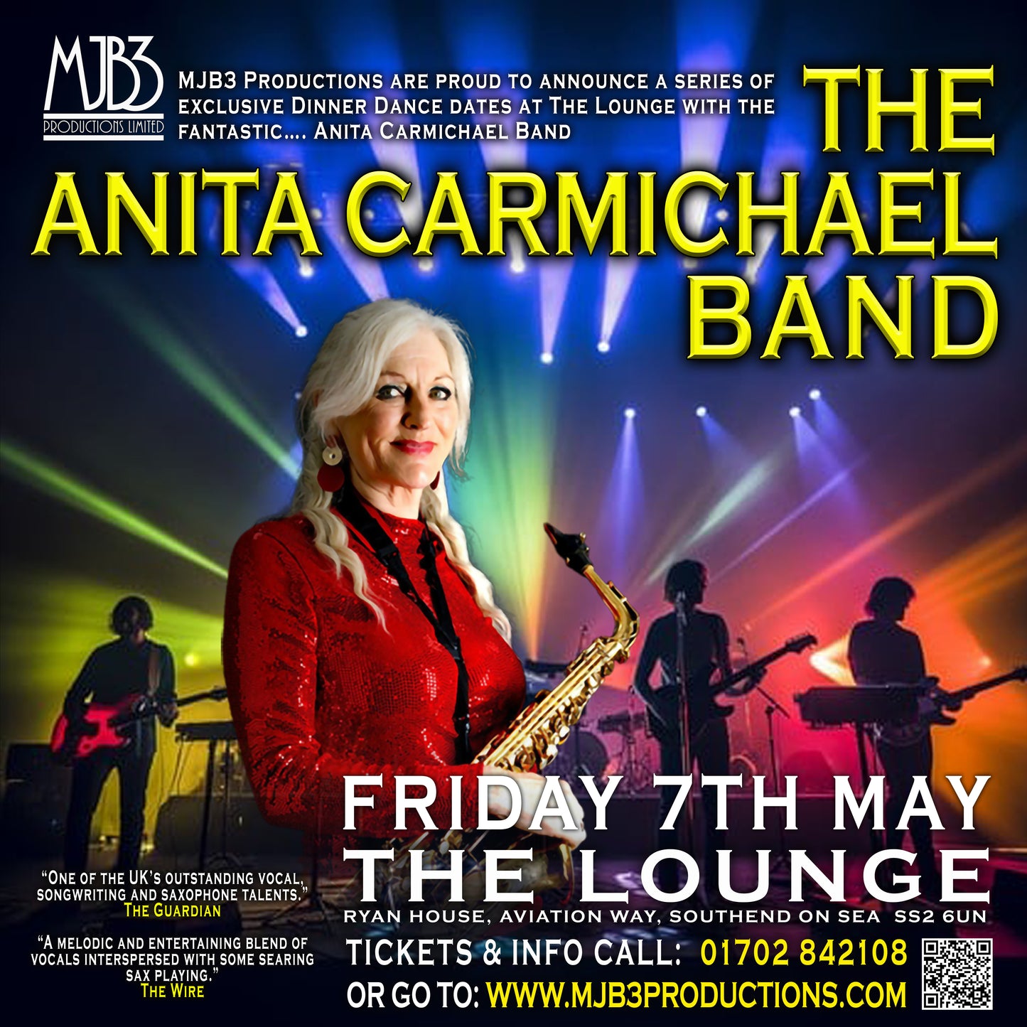FRIDAY 7 MAY 2027 - MJB3 Productions Proudly Presents - Exclusive Dinner Dances at The Lounge - With the fabulous Anita Carmichael Band Live !