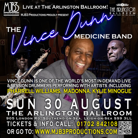 SUNDAY 30 AUGUST - THE VINCE DUNN Medicine Band LIVE! at THE ARLINGTON BALLROOM